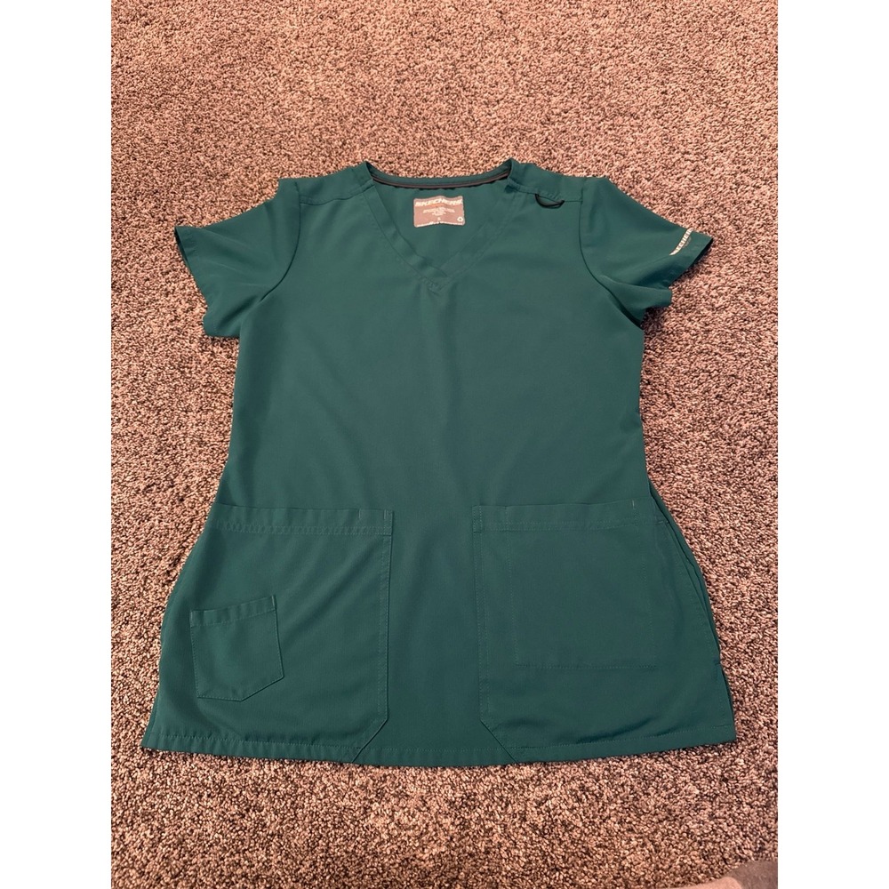 Skechers Women's Teal Green Short Sleeve Scrub Top Size Small‎